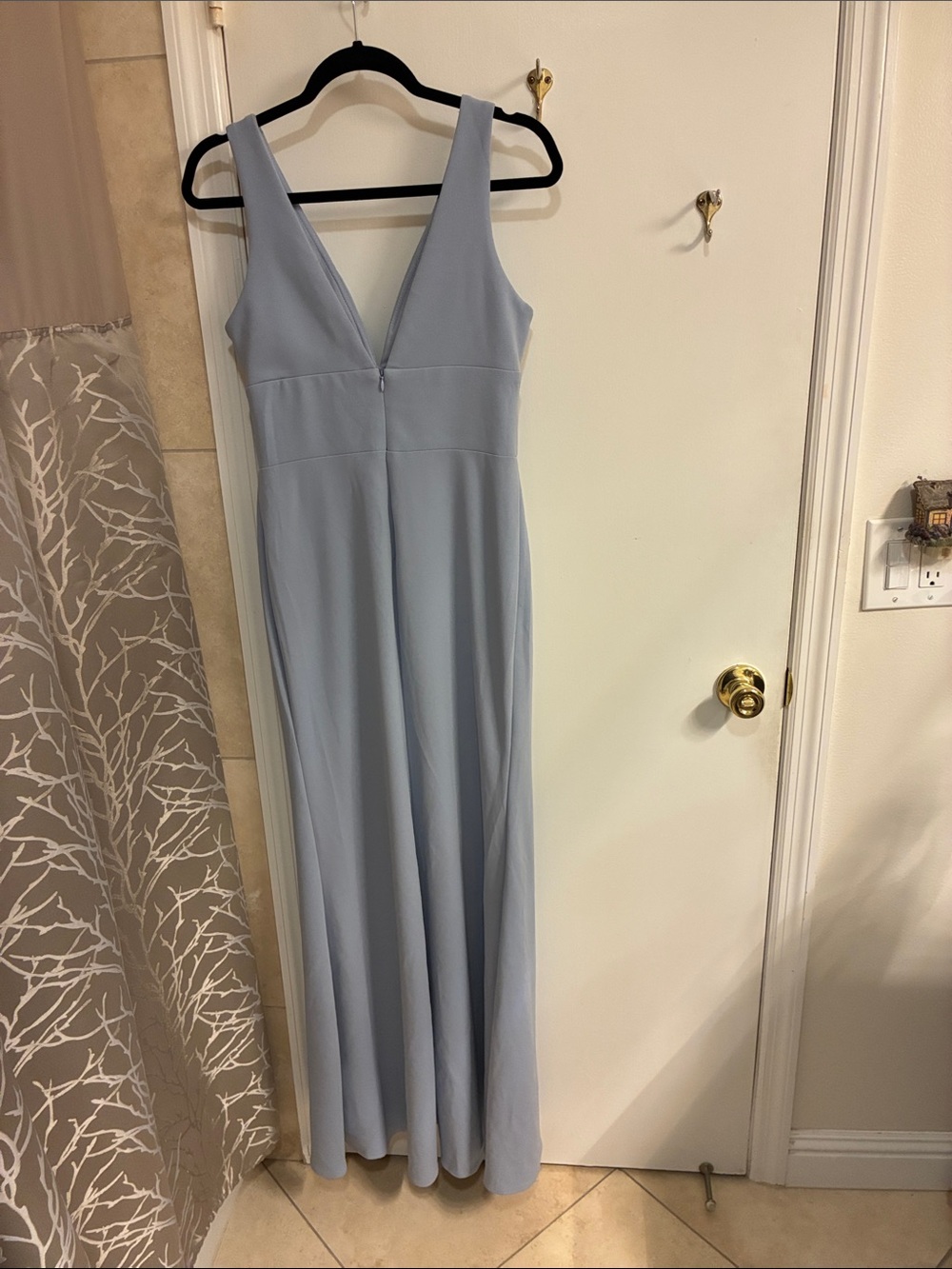 Betsy & Adam Powder Blue V-Neck High Slit Formal Gown Sz 8 - Picture 8 of 10